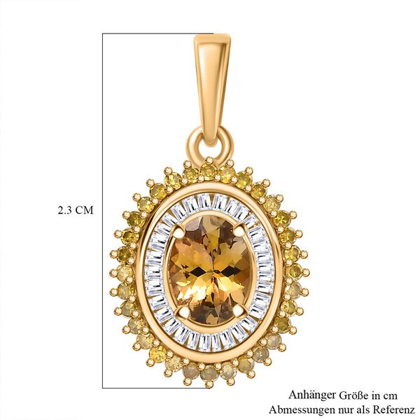 AA Nat&uuml;rlicher goldener Tansanit, gelber und wei&szlig;er Diamant-Anh&auml;nger - 1,11 ct. image number 5