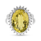Ouro Verde-Quarz und Zirkon Halo Ring 925 Silber platiniert (Größe 16.00) ca. 12,33 ct image number 0