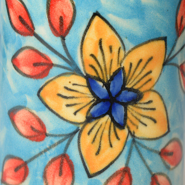 2er set handbemalte Keramikvasen, 7,5x19 cm, T&uuml;rkisfarben image number 4