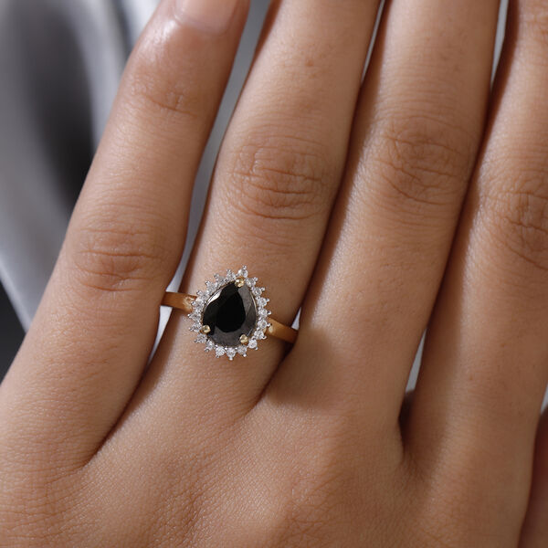 Elite Shungit und Zirkon Ring 925 Silber vergoldet  ca. 1,27 ct image number 3