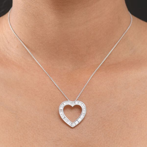 LUXURIANT VS-EF Labor Diamant Herz Anh&auml;nger mit 50cm Kette, 925 Silber rhodiniert - 2 ct. image number 3