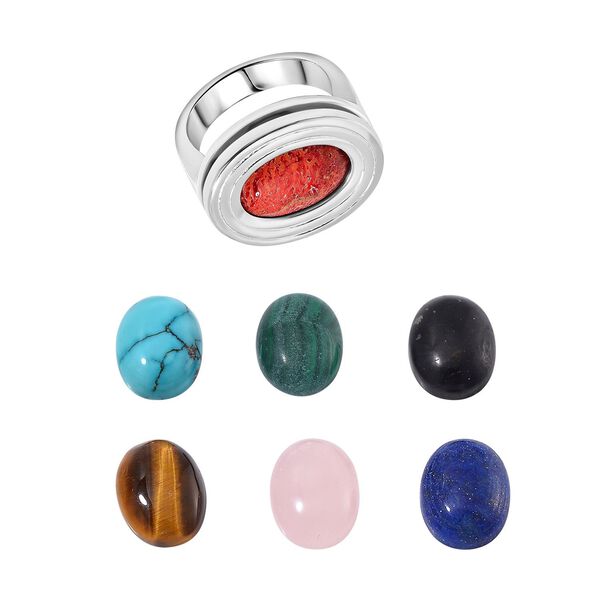 Austauschbarer Multi-Edelstein-Ring in Silberton