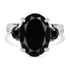 Schwarzer Spinell Ring, 925 Silber platiniert (Größe 18.00) ca. 7.05 ct image number 0