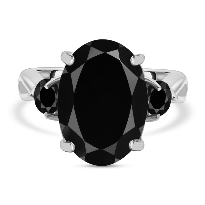 Schwarzer Spinell Ring, 925 Silber platiniert (Größe 18.00) ca. 7.05 ct image number 0