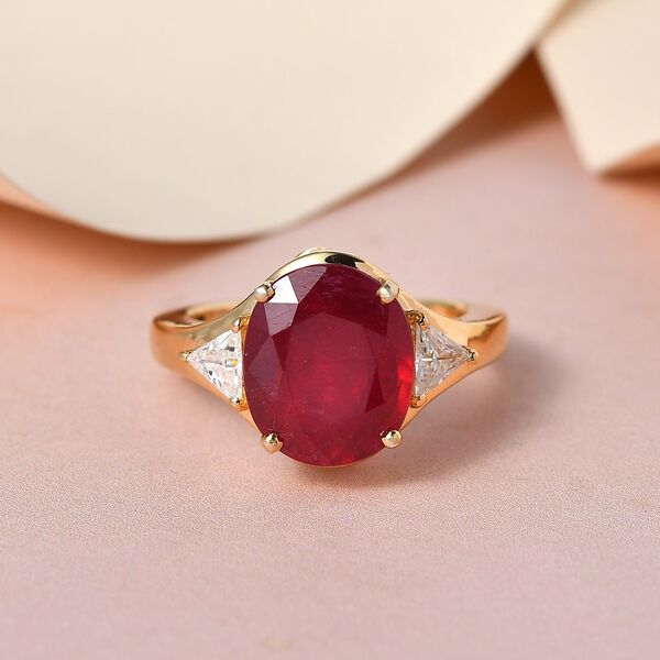 Afrikanischer Rubin und Moissanit-Ring - 7,14 ct. image number 2