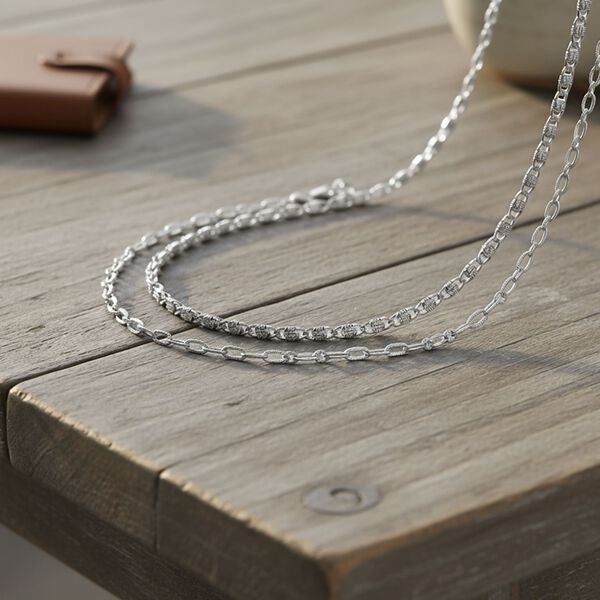 DESIGNER INSPIRIERT - 2er Fancy Ketten Set mit 5 cm Extender, Silberfarben image number 2