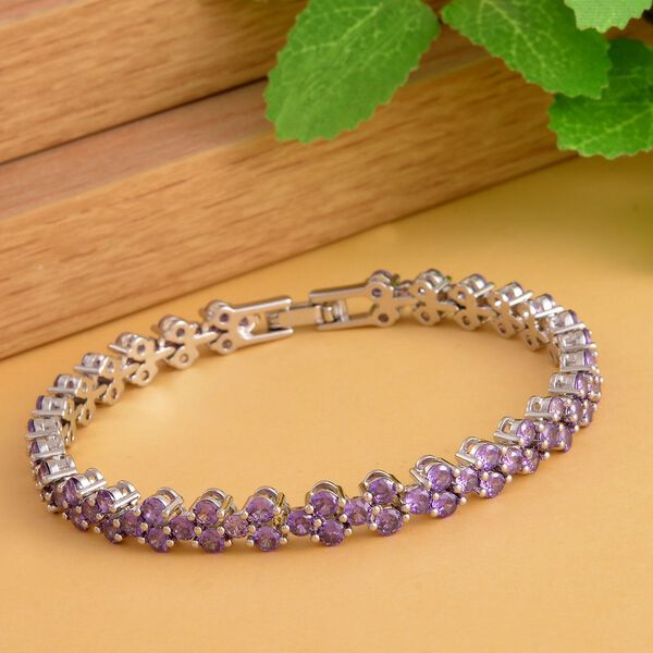 Lila Zirkonia Armband, ca. 20 cm, Messing ca. 17,50 ct image number 2
