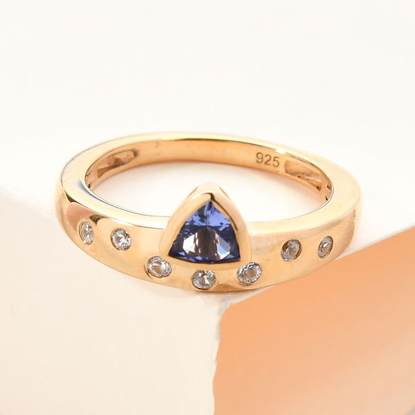 Tansanit und Zirkon Ring 925 Silber vergoldet  ca. 0,49 ct image number 2