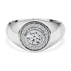 Moissanit Cluster Ring, 925 Silber platiniert, (Größe 18.00) ca. 0.53 ct