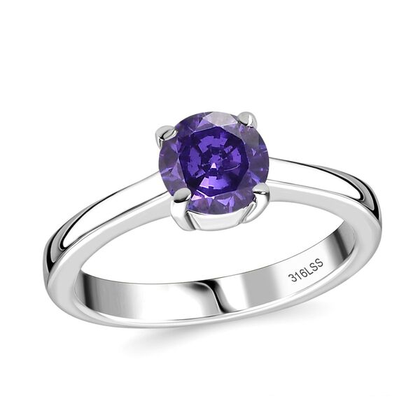 2er Set - Tansanit Zirkonia Anhänger mit Kette und Ring (Größe 18.00), Edelstahl image number 5