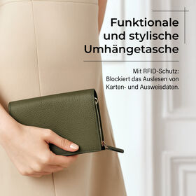 Crossbody-Tasche mit &Uuml;berschlag, Gliederriemen und RFID-Schutz, 20x4x14 cm, Gr&uuml;n