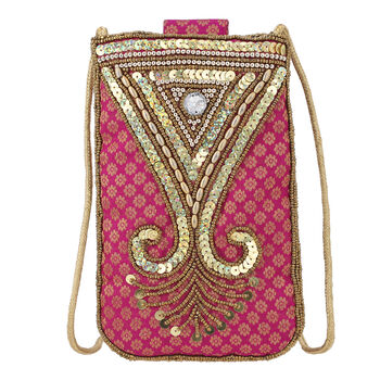 Handgefertigte Brokat Handtasche, Rot