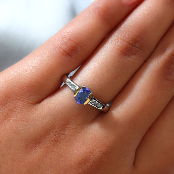 Tansanit und Zirkon Ring 925 Silber Bicolor  ca. 0,77 ct image number 3