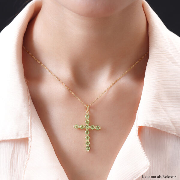 Natürlicher Peridot Kreuz-Anhänger in Silber, 3,64 ct. image number 2