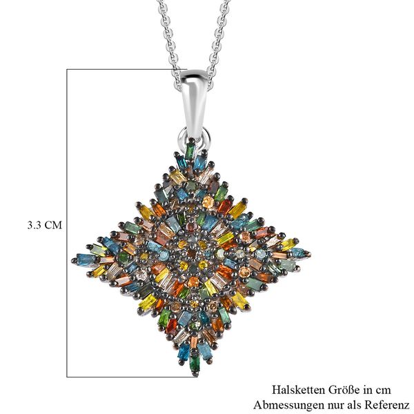 Mehrfarbiger Diamant-Anhänger mit 50cm Kette - 1 ct. image number 6