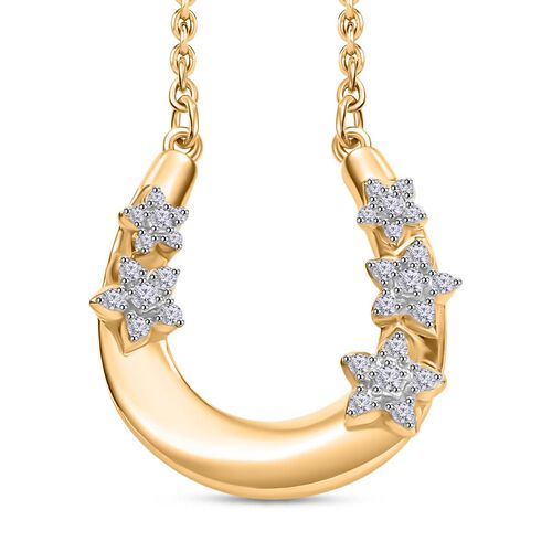 GP Celestial Kollektion - Weiße Diamant und Kanchanaburi blaue Saphir-Halskette, 45 cm - 0,30 ct. image number 0