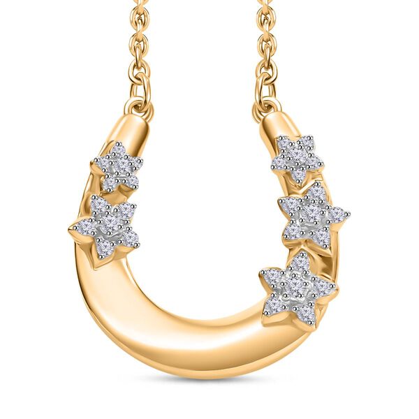 GP Celestial Kollektion - Weiße Diamant und Kanchanaburi blaue Saphir-Halskette, 45 cm - 0,30 ct. image number 0