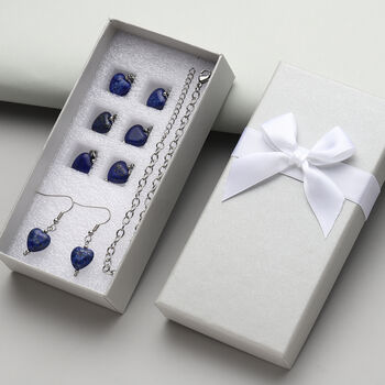 2er-Set, Lapislazuli-Ohrringe und Armband, 19 cm - 52,50 ct.