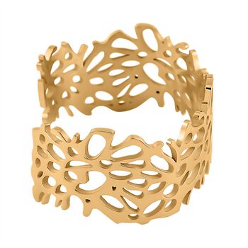 Monstera-Blatt-Muster Armreif, ca. 18 cm, ca. 36,00g, goldfarben