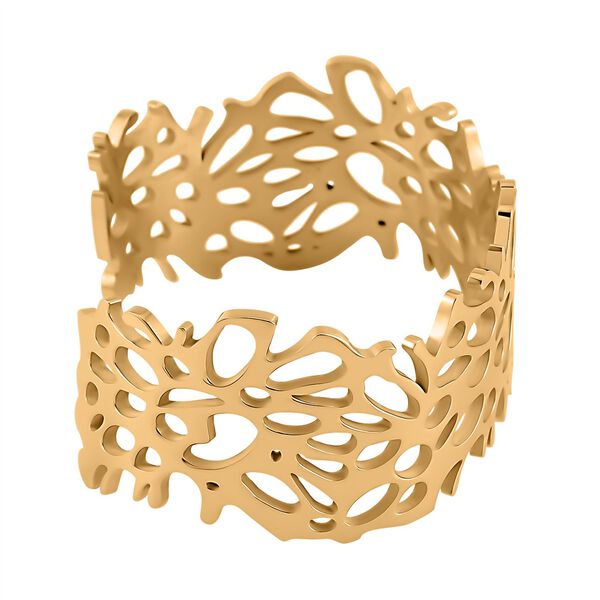 Monstera-Blatt-Muster Armreif, ca. 18 cm, ca. 36,00g, goldfarben image number 4