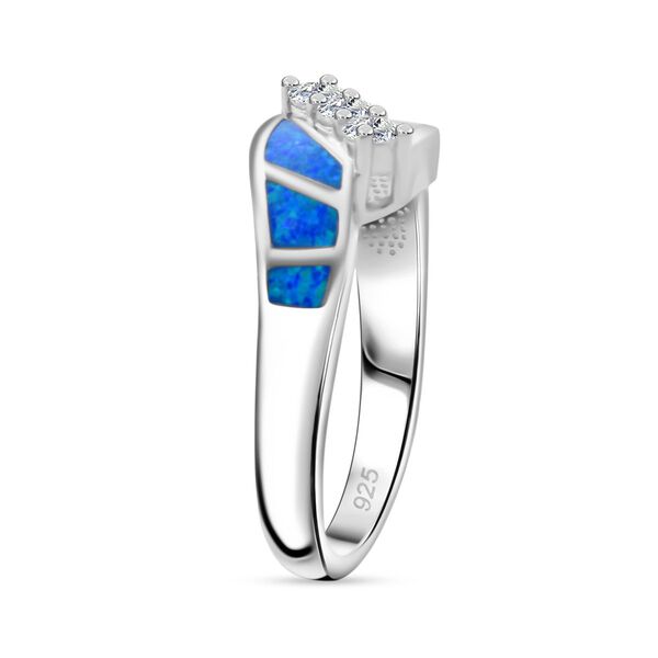 Simulierter blauer Opal und Zirkonia Ring image number 4