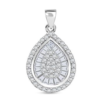 LUSTRO STELLA - Wei&szlig;er Zirkonia Anh&auml;nger 925 Silber rhodiniert