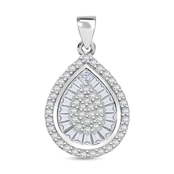 LUSTRO STELLA - Wei&szlig;er Zirkonia Anh&auml;nger 925 Silber rhodiniert