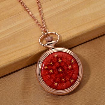 STRADA - Rotes Murano-Stil Glas PC21S Japanisches Uhrwerk,  91.4 cm Eisen Rose