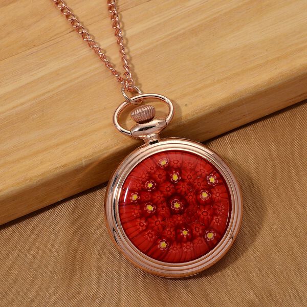 STRADA - Rotes Murano-Stil Glas PC21S Japanisches Uhrwerk,  91.4 cm Eisen Rose image number 1