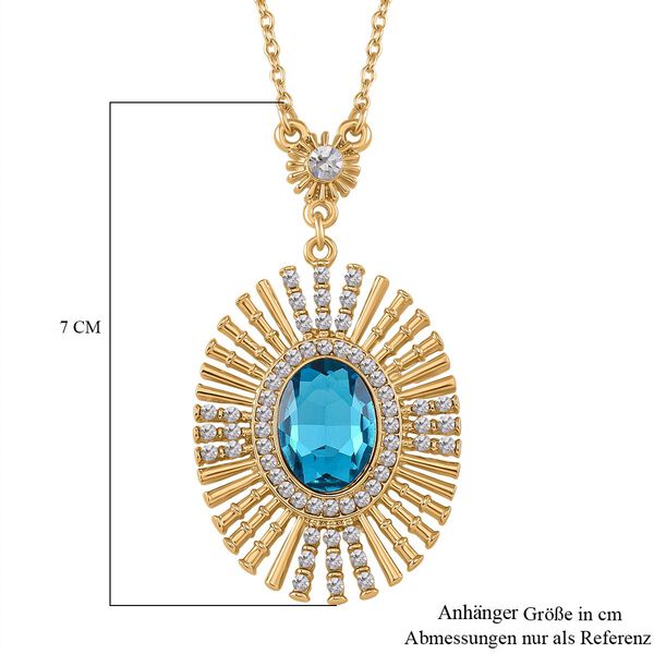 Blaue und wei&szlig;e Kristall-Halskette, 50 cm image number 6