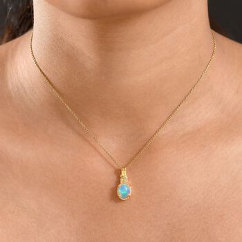 D'Joy AA Nat&uuml;rlicher, &auml;thiopischer Welo Opal, Gelber Saphir Anh&auml;nger 925 Silber vergoldet ca. 1.30 ct