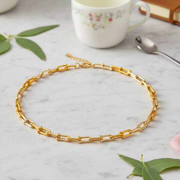 Designer inspiriert - Goldfarbe Halskette ca. 50 cm + 5 cm Extender, 316L Edelstahl ca. 46,90g image number 1