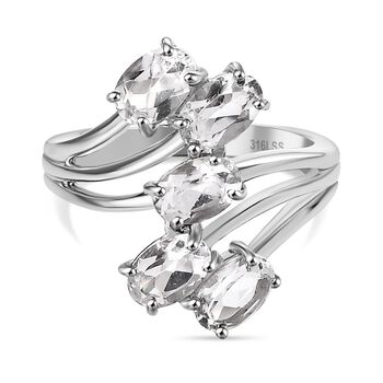 Wei&szlig;er Topas Ring Edelstahl (Gr&ouml;&szlig;e 16.00) ca. 2,87 ct