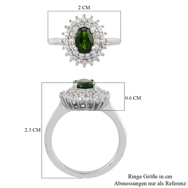 Nat&uuml;rlicher Chromdiopsid und Zirkon Ring 925 Silber platiniert  ca. 1,55 ct image number 7