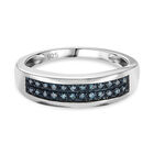 Blauer Diamant Ring, 925 Silber platiniert (Gr&ouml;&szlig;e 18.00) ca. 0.20 ct