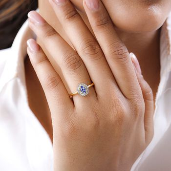 AAA Tansanit und Diamant Ring - 0,61 ct.