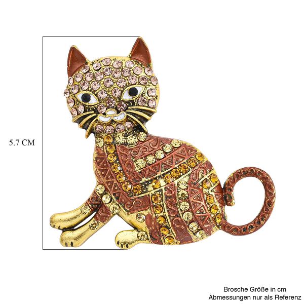 Mehrfarbiger Kristall Brosche Antikes Gold image number 6
