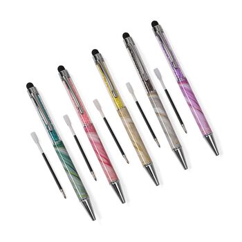 Kugelschreiber-Set, Marmor-Design, 14,5&times;1cm, 5 St&uuml;ck