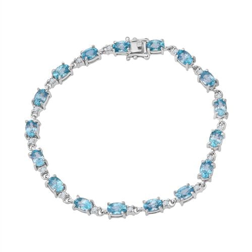 AA Blauer Zirkon, Lab Grown Diamant Armband ca. 19 cm 925 Silber rhodiniert ca. 14,72 ct. image number 0