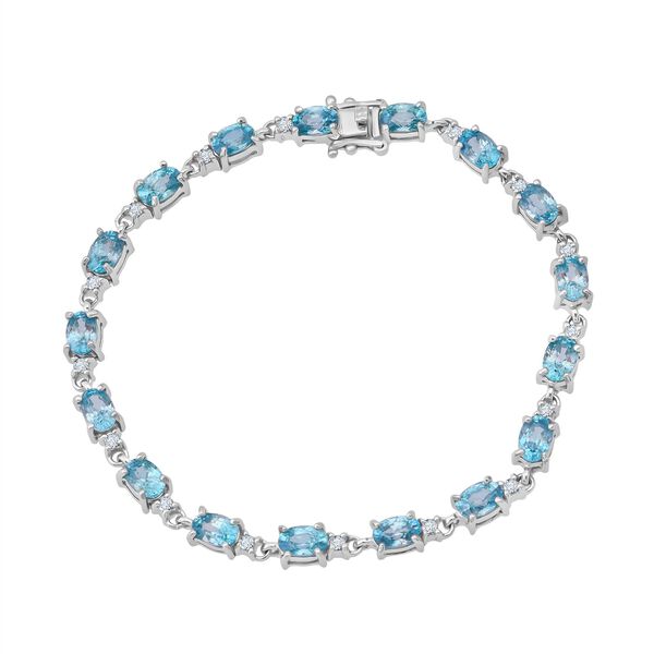AA Blauer Zirkon, Lab Grown Diamant Armband ca. 19 cm 925 Silber rhodiniert ca. 14,72 ct.