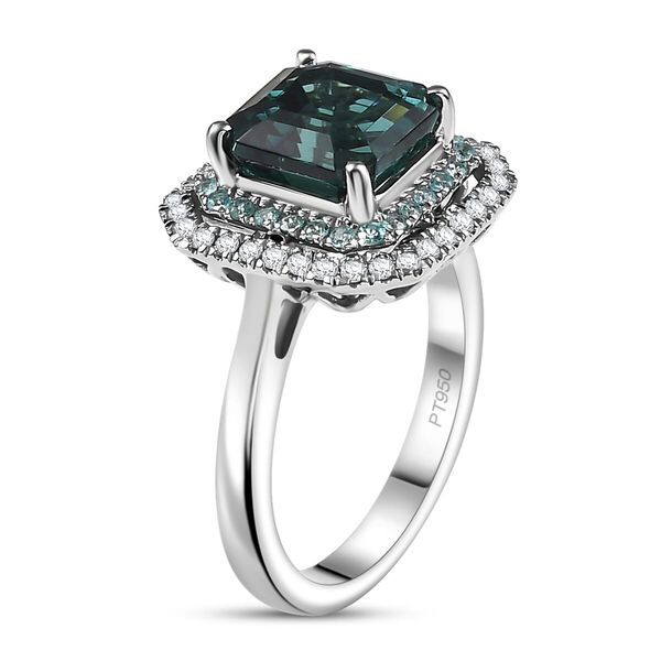 RHAPSODY zertifiziert und geprüft AAAA Pirineu Lagoon Tourmalin, Paraiba Turmalin und VS-EF Diamant Ring in 950 Platin - 5,13 ct. image number 3