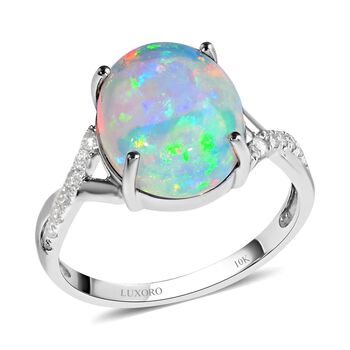 AAA Nat&uuml;rlicher, &auml;thiopischer Welo Opal, Wei&szlig;er Diamant Ring 417 Gold (Gr&ouml;&szlig;e 20.00) ca. 3.20 ct