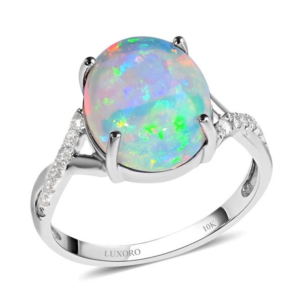 LUXORO AAA Nat&uuml;rlicher, &auml;thiopischer Welo Opal und Diamant Ring in 417 Wei&szlig;gold - 3,20 ct.