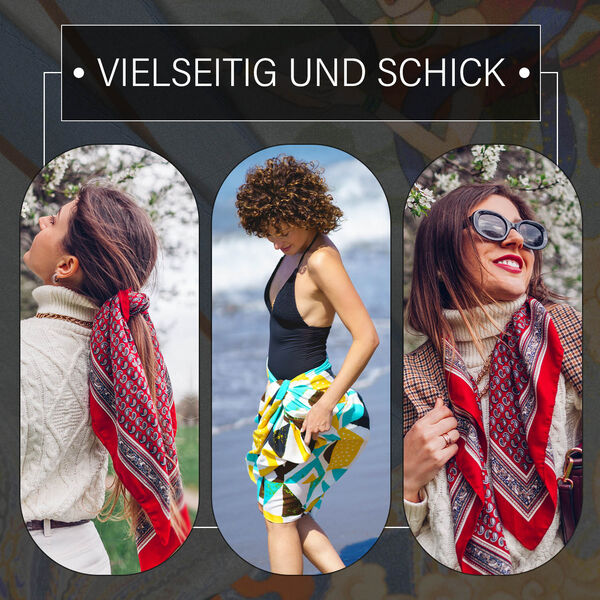 LA MAREY: Premium Selection - 100% Maulbeerenseiden-Halstuch mit orientalischer Druck, 35x150cm image number 5