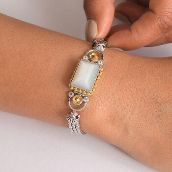 Sajen Silber-Grauer Mondstein, Titanium Gold Mystischer Quarz Armband ca. 19 cm 925 Silber rhodiniert ca. 12.71 ct