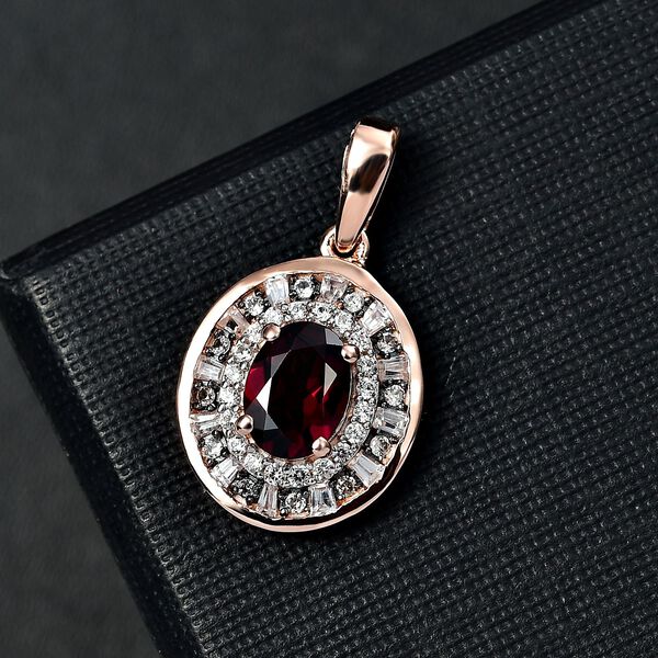 Rhodolith Granat, wei&szlig;er und Champagner Zirkon Anh&auml;nger - 2,28 ct. image number 2