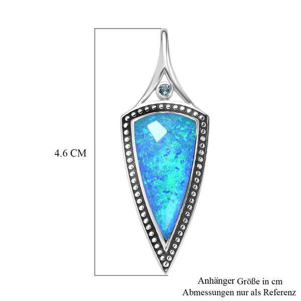 Sajen Silber - Blauer Opaltraum (Dublett), Schweizer Blauer Topas Anh&auml;nger 925 Silber rhodiniert ca. 8.90 ct image number 6