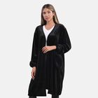 Lange Strickjacke aus Samt, Schwarz