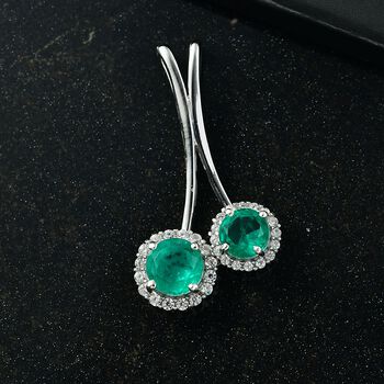 D'Joy Smaragd Triplett Quarz und Zirkon Anh&auml;nger - 3 ct.