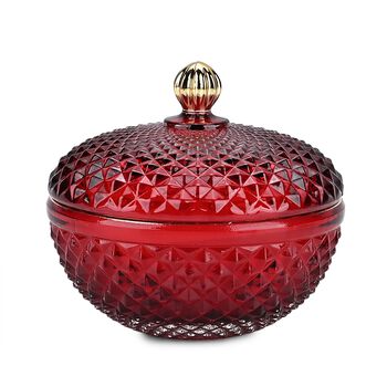 LIVMORE - Duftkerze im dekorativen Glas, Amber und Pfingstrose, 36 Std. Brenndauer, Burgunder